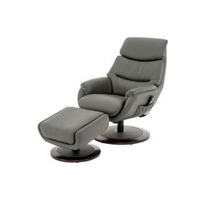 1  Poltrona de Massagem Montana Rivatti Estofado em PU Cinza Base Madeira c_ Apoio para Pes c_ Controle